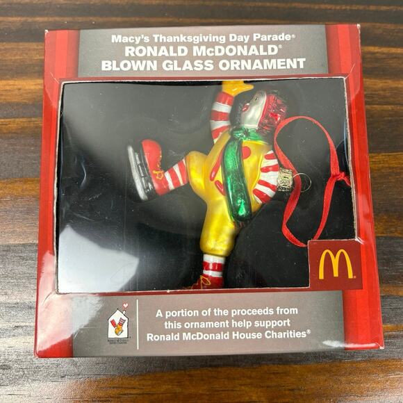 RARE 2013 Ronald McDonald Iceskating Red Yellow Macy’s Glass Christmas Ornament - Picture 1 of 9